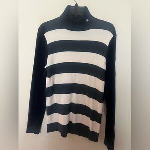 Ralph Lauren Striped Black and White Turtleneck Sweater
